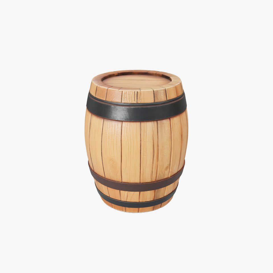 Small Wooden Barrel Weathered Look model pack